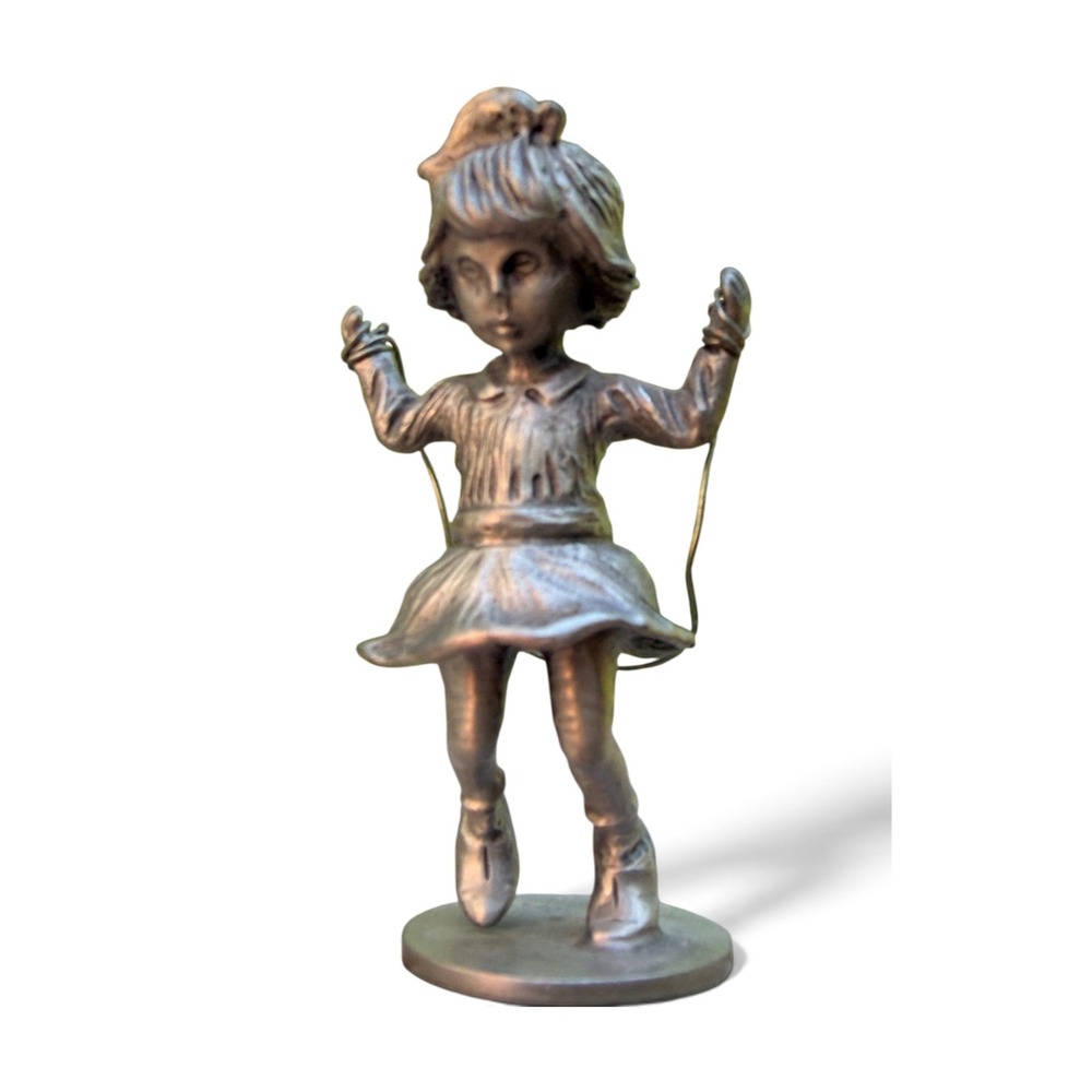 Hudson Pewter Figurine Girl Jumping Rope Vintage 668 Silver Mini